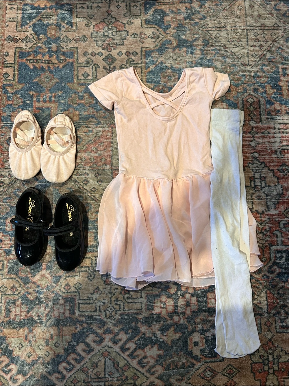 Little GurlDance Dress Set (size SM) with Tap and Ballet Shoes (size 9)